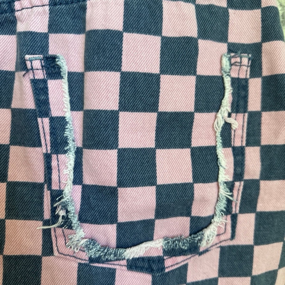 Free People Pink and Blue Checkered Denim Skirt - Picture 5 of 7